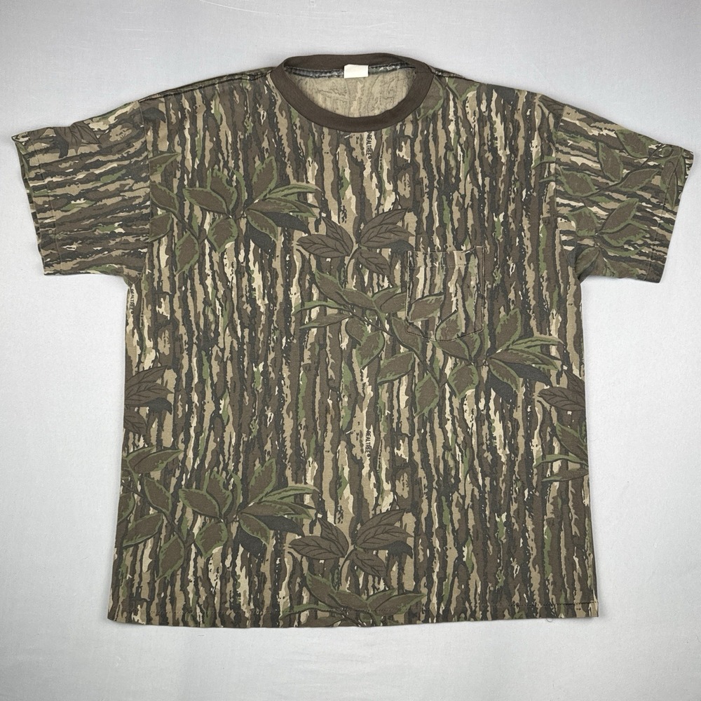 Vintage 80s RedHead Realtree Camo Pocket T Shirt USA Single Stitch Hunting